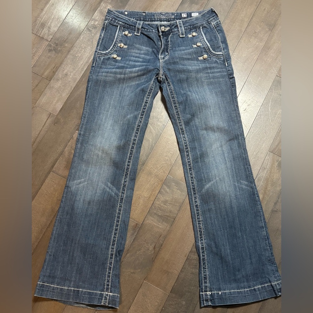Miss Me Dark Blue Flared Wide Leg Jeans